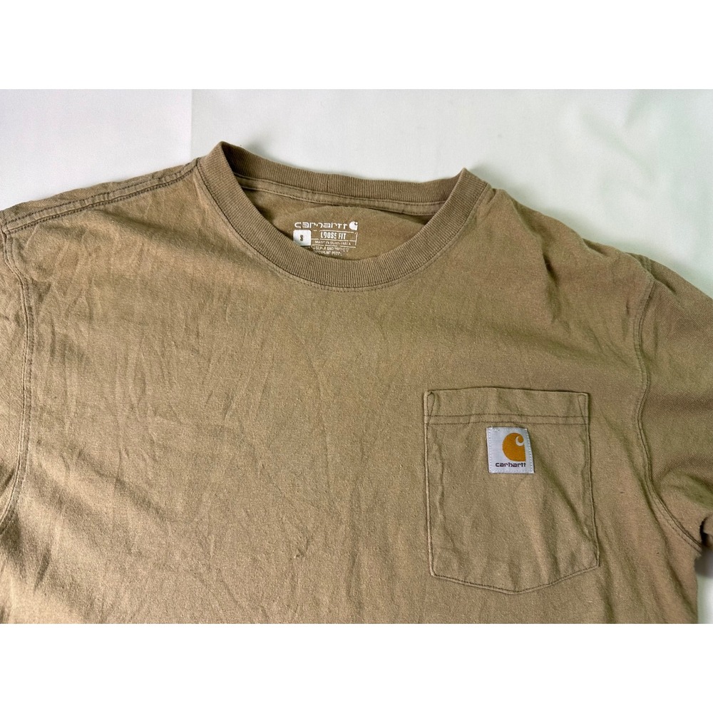 Carhartt Men's Loose‎ Fit Short Sleeve T Shirt Tan K87 Workwear Size S